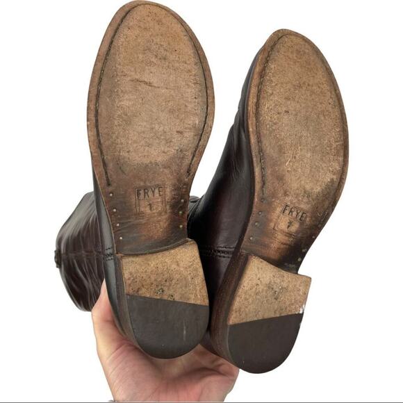 Frye Dark Brown Leather Melissa Western Tall Riding Boots  Size 5.5 Style 77167 - Picture 12 of 16